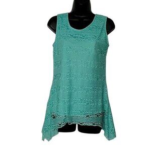 Shannon Ford New York Mint Green Lace Overlay Tunic Top M beach casual‎ coastal